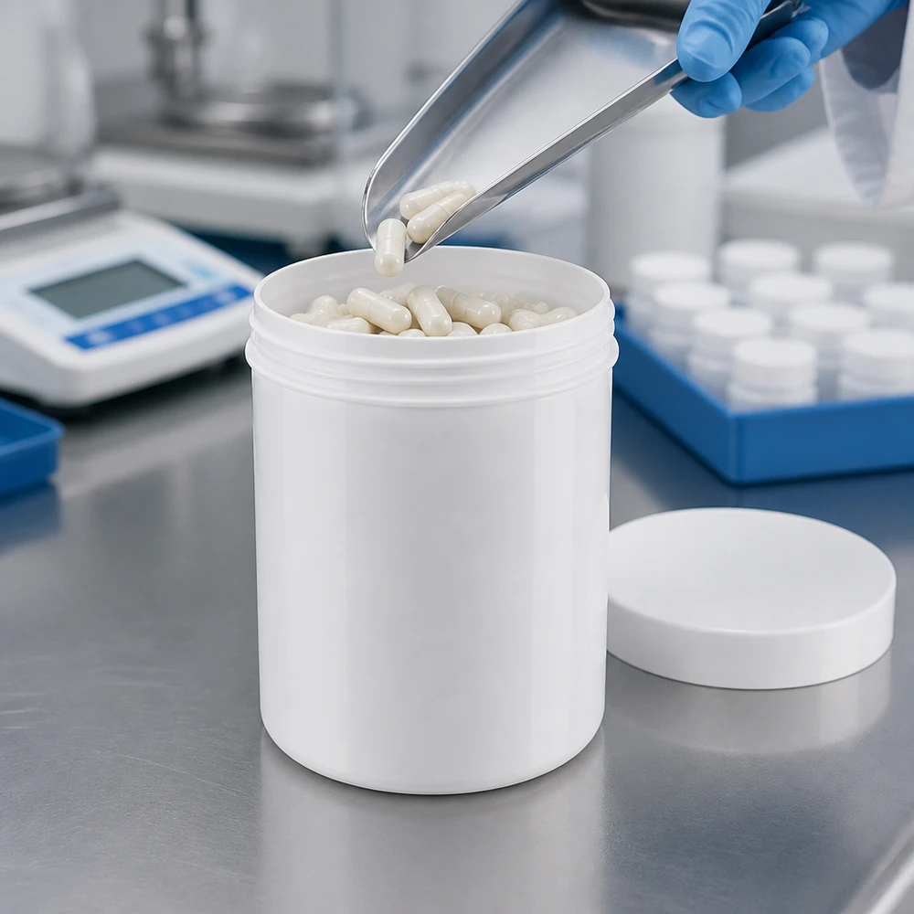 Salbenkruke 75g weiß PP-Kunststoff mit Schraubdeckel für pharmazeutische und kosmetische Abfüllung
