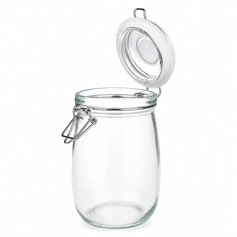 1000ml Vorratsglas mit Bügelverschluss aus Glas für professionelle Lagerung im Fachhandel