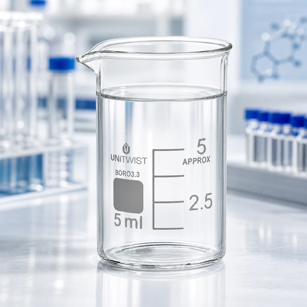 Becherglas 5ml Borosilikat, niedrige Form UNiTWIST Becherglas 5ml Borosilikat niedrige Form UNiTWIST BORO3.3 für professionellen Laboreinsatz