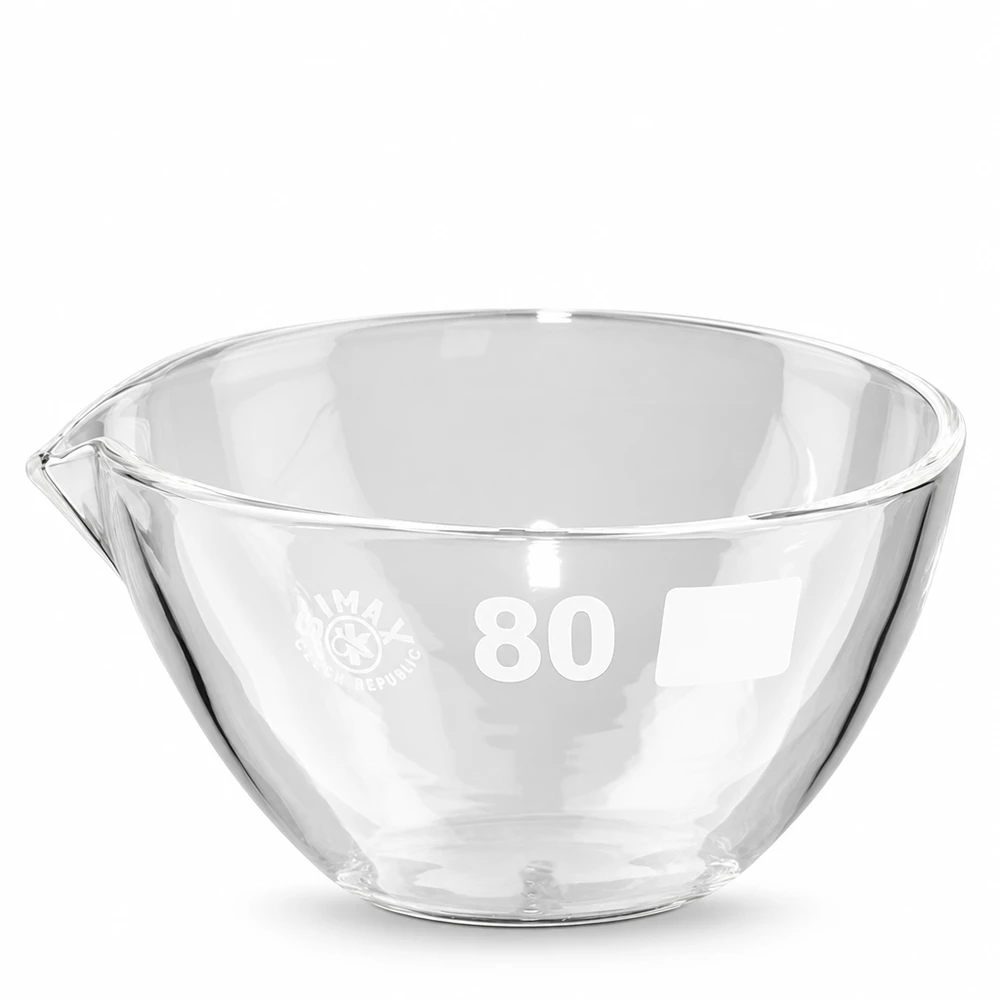 90ml Abdampfschale Borosilikat mit Ausguss ø80mm für professionelle Laboranwendungen bei Pacadura