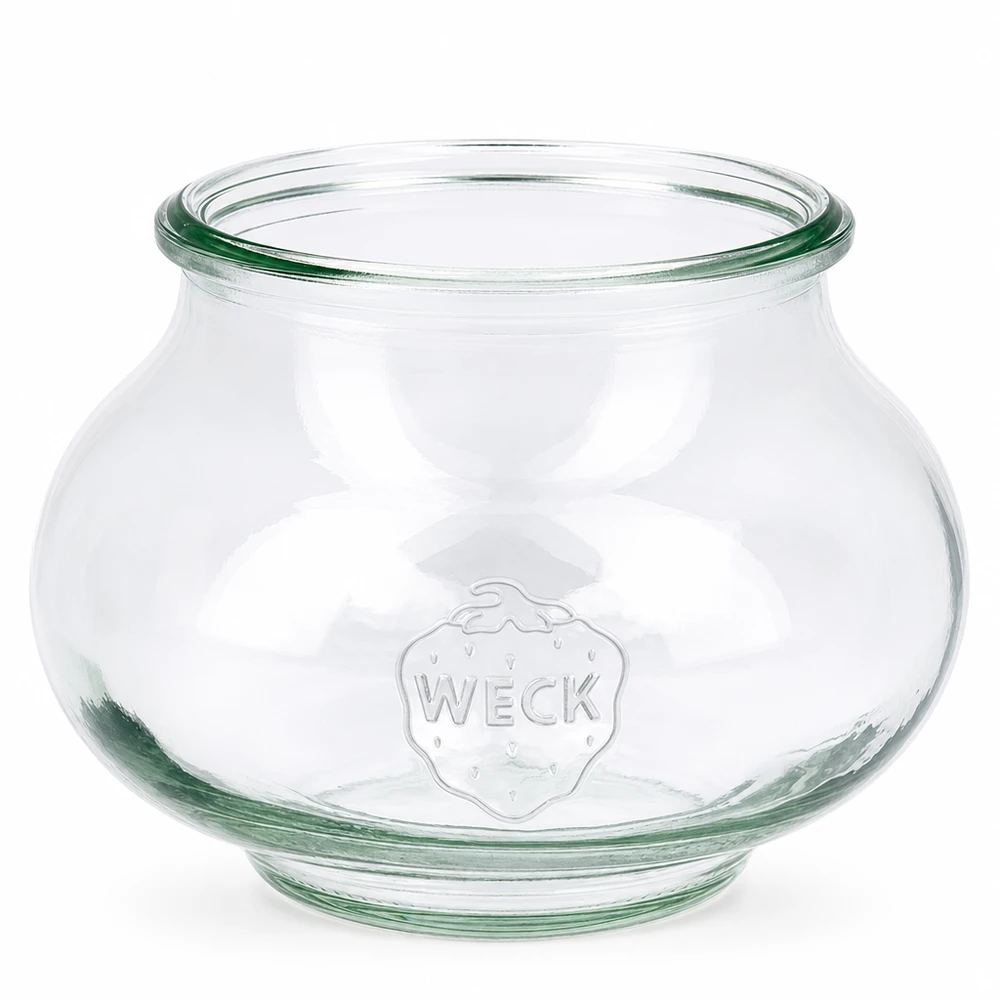 WECK Schmuckglas 560ml RR80 aus klarem Glas mit geprägtem Logo und breiter Öffnung für Einmachen und Aufbewahrung