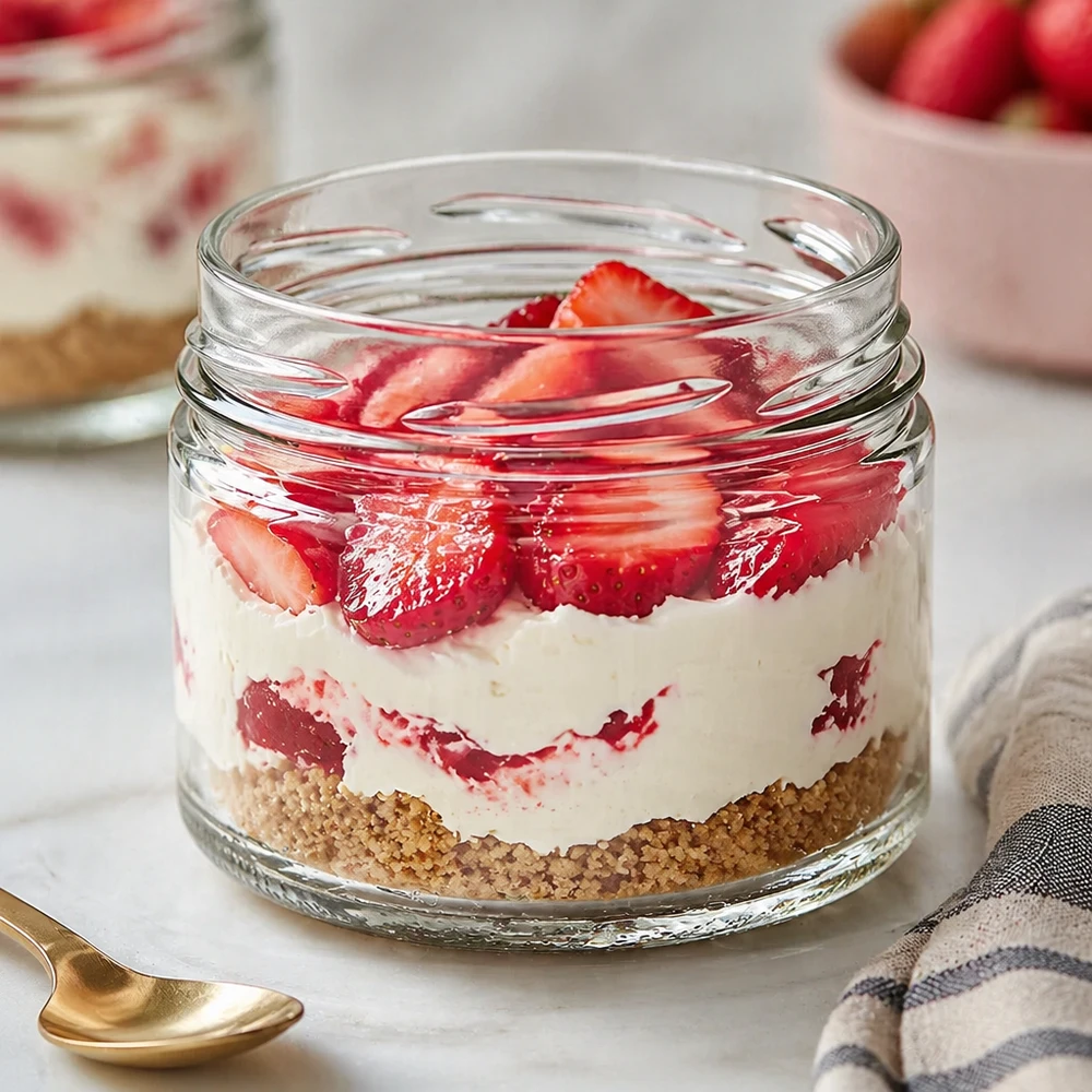 UNiTWIST Runda540 Sturzglas 540ml TO100 gefüllt mit Schichtdessert Erdbeeren Mascarpone Keksboden Nachtisch Rezept