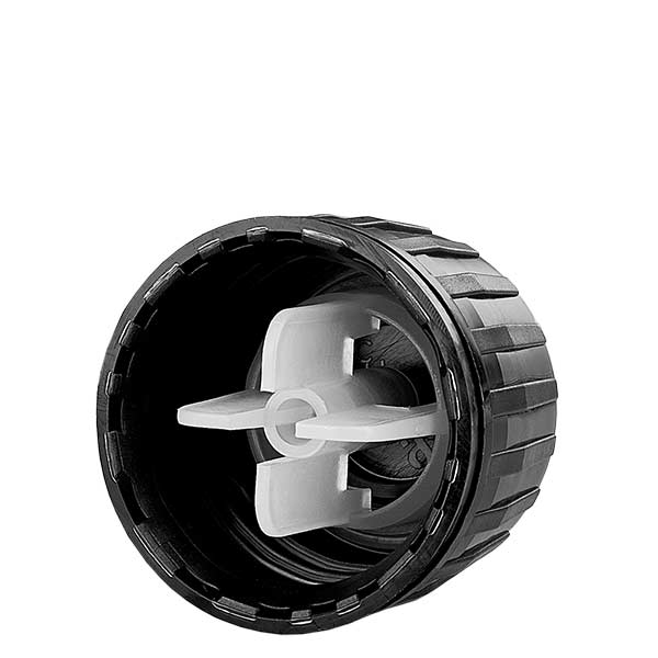 Schraubverschluss 28mm schwarz für Med.Flaschen mit OV-Ring Schraubverschluss 28mm schwarz für Med.Flaschen mit OV-Ring
