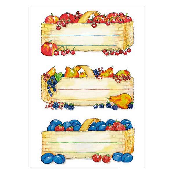 Küchenetiketten "Obstkörbe" (12 Aufkleber)
