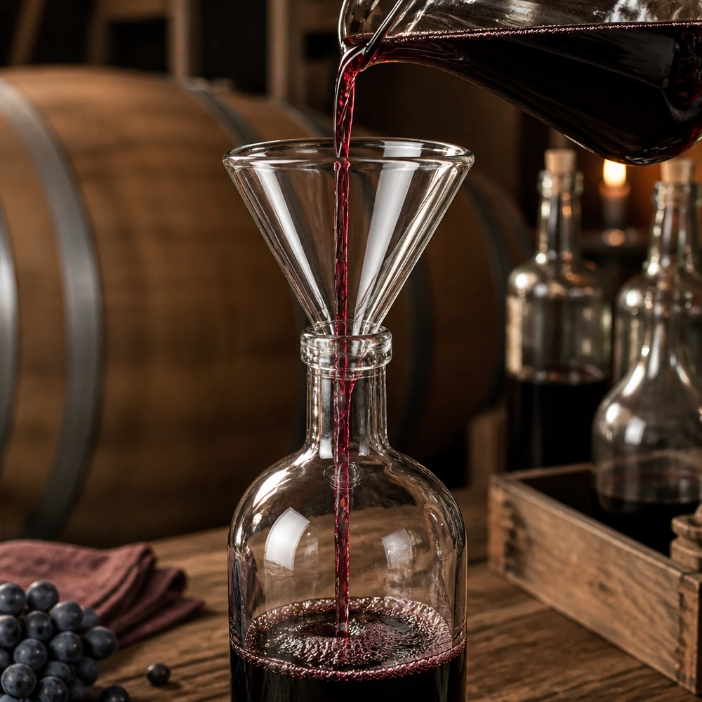 Glastrichter 30mm Kalk-Soda 60° Winkel Kurzstiel für professionelle Dekantierung Wein Spirituosen Pacadura