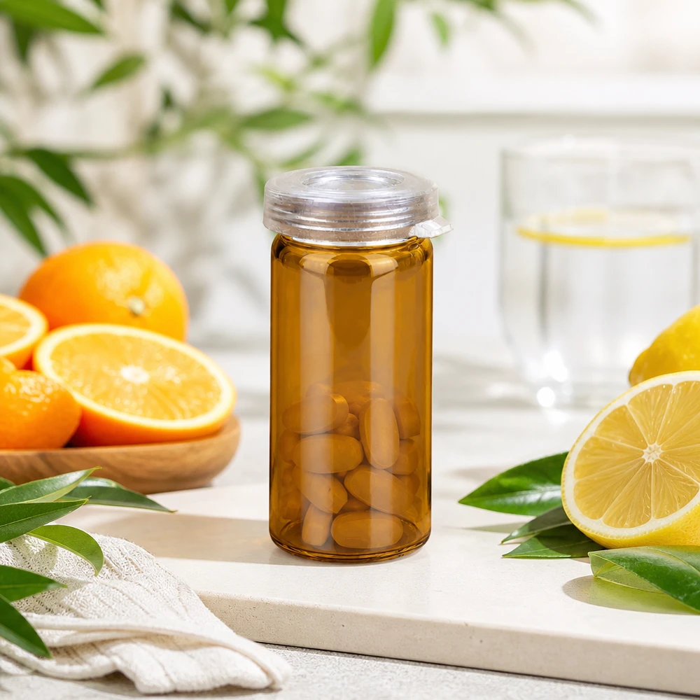 Tabletten/Rollrandglas 5ml klar mit Schnappdeckel Rollrandglas 5ml klar mit Schnappdeckel für Tabletten pharmazeutische Verpackung Fachhandel Pacadura