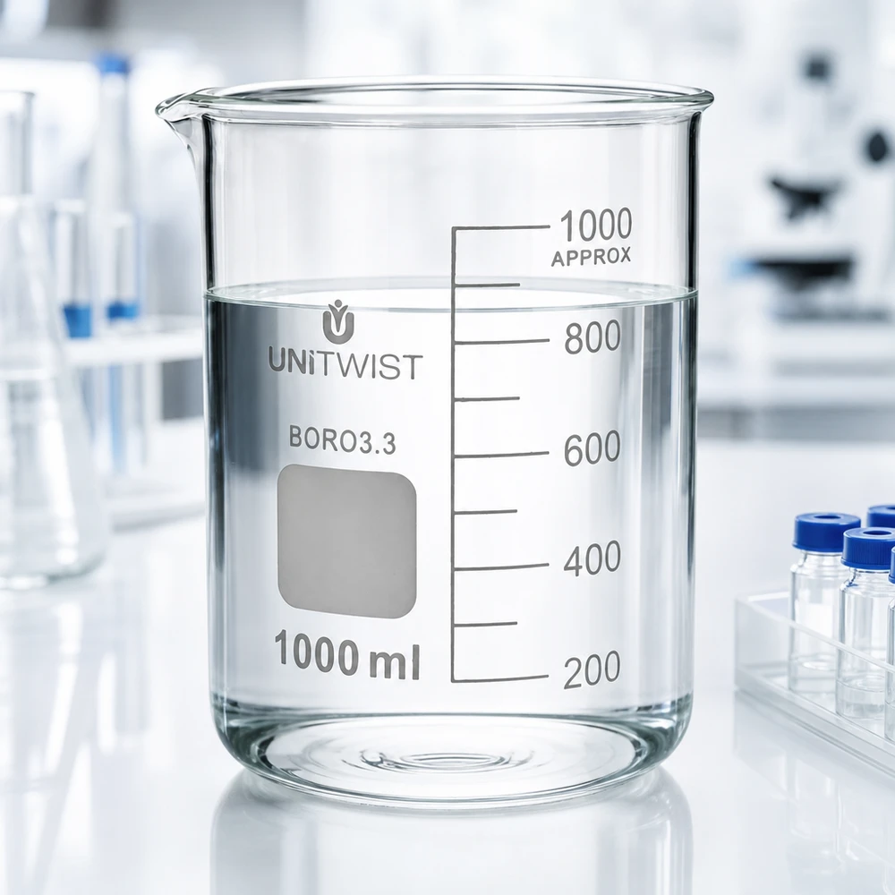 Becherglas 1000ml Borosilikat 3.3 niedrige Form UNiTWIST für Labor und Gewerbe