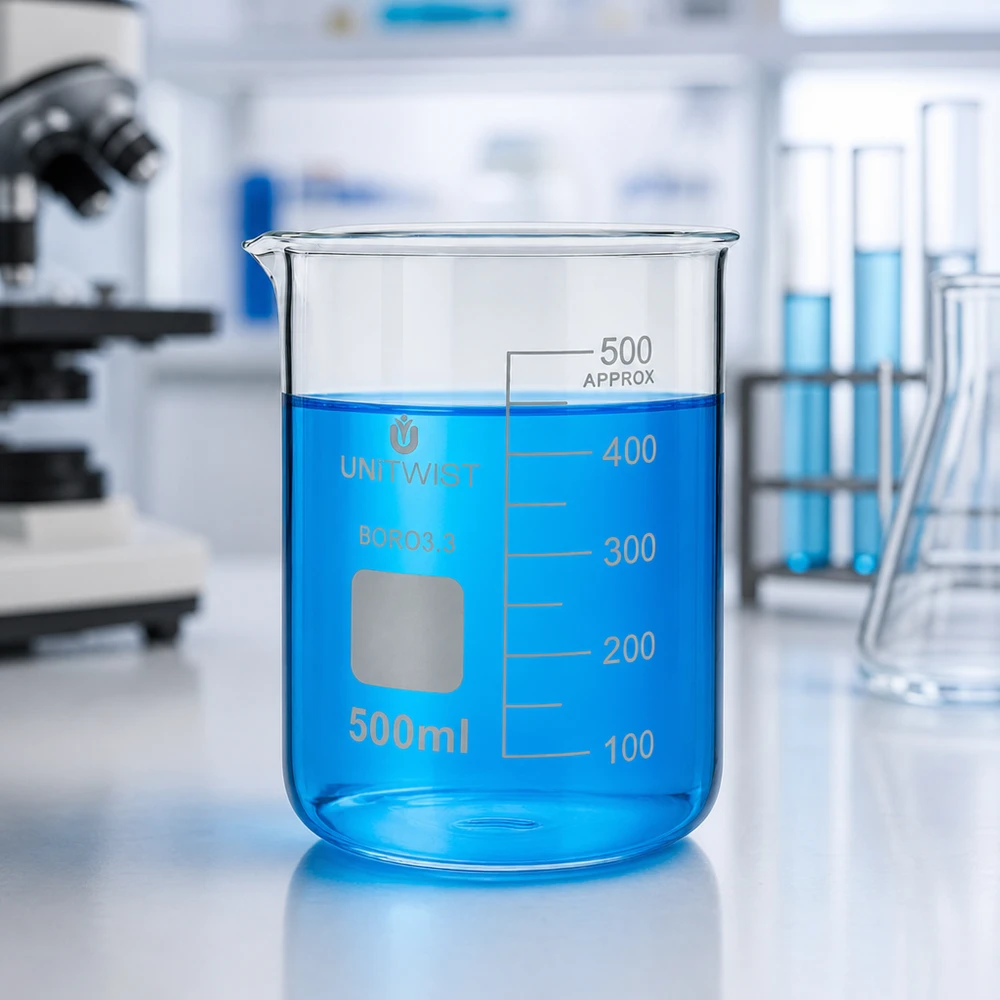 Becherglas 500ml Borosilikat niedrige Form UNiTWIST für professionellen Laboreinsatz im Fachhandel