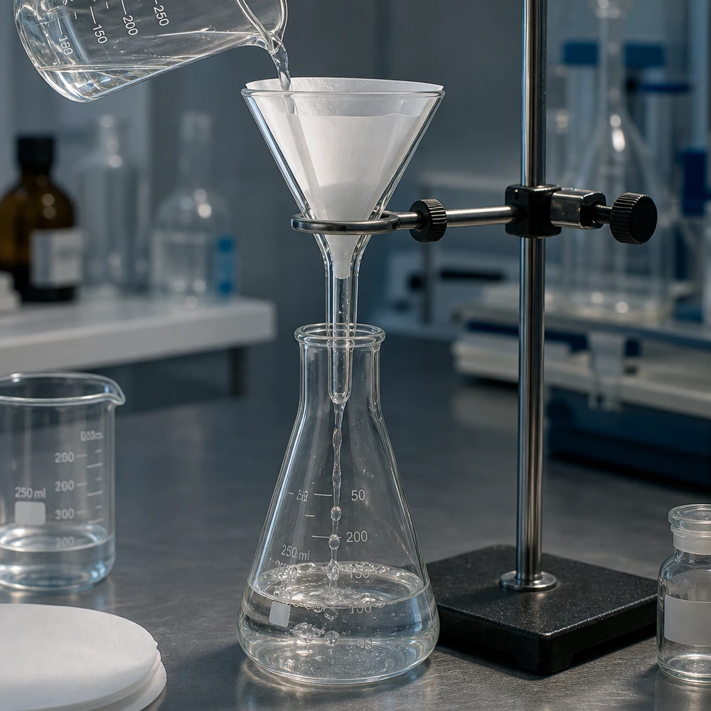 Labortrichter 30mm Durchmesser aus Kalk-Soda-Glas mit 60° Winkel und Kurzstiel für professionelle Filtration