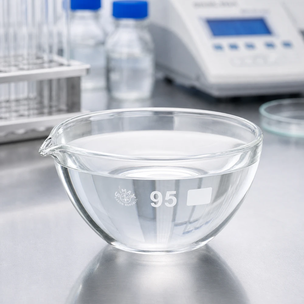 170ml Abdampfschale mit Ausguss Borosilikat ø95mm 170ml Abdampfschale Borosilikat mit Ausguss ø95mm für professionelle Laboranwendungen bei Pacadura.de
