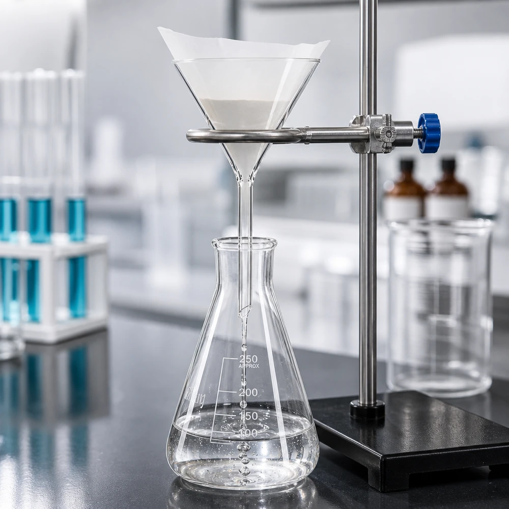 Labortrichter 80mm Kalk-Soda-Glas 60° Winkel Kurzstiel für professionelle Filtration und Analyse im Labor