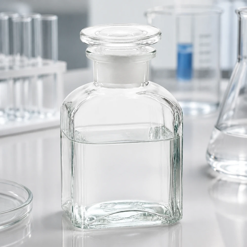 Vierkantflasche 150ml Klarglas Weithals mit Glasstopfen für professionellen Labor- und Gewerbeeinsatz