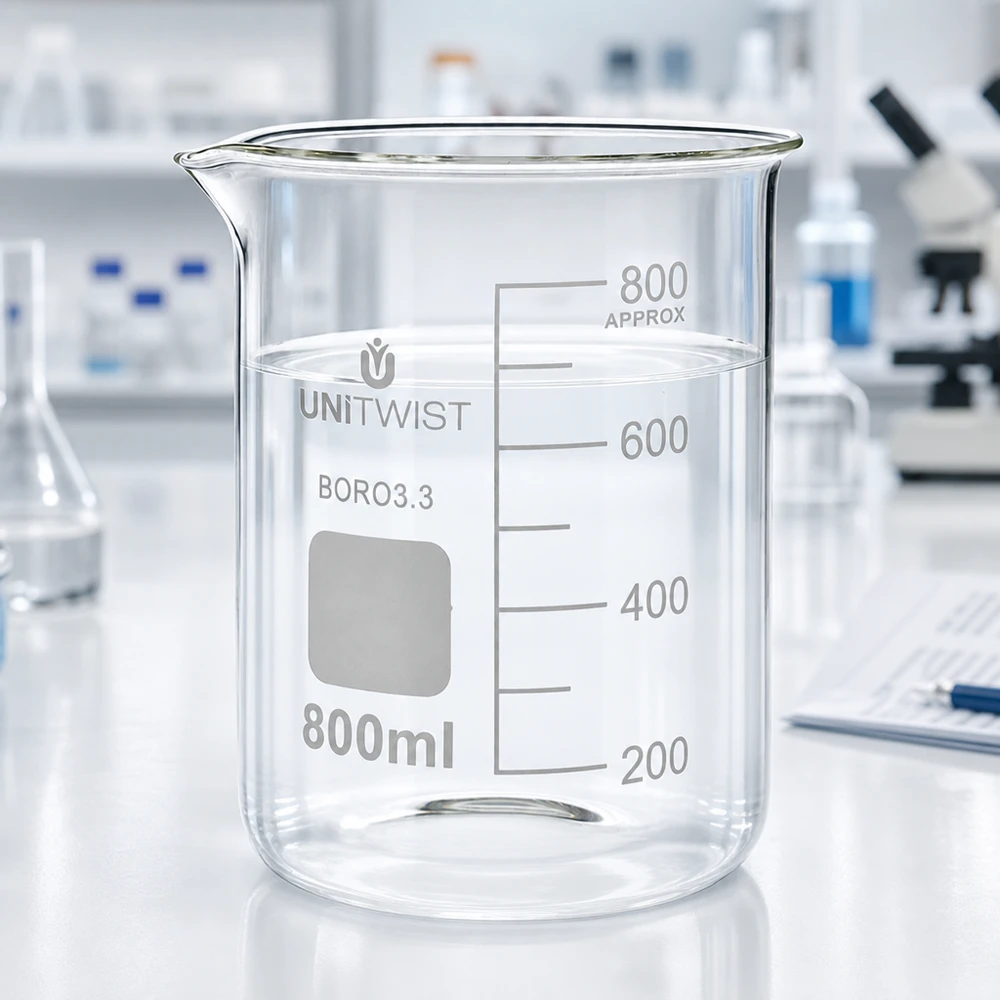 Becherglas 800ml Borosilikat 3.3 niedrige Form UNiTWIST für Labor und Gewerbe