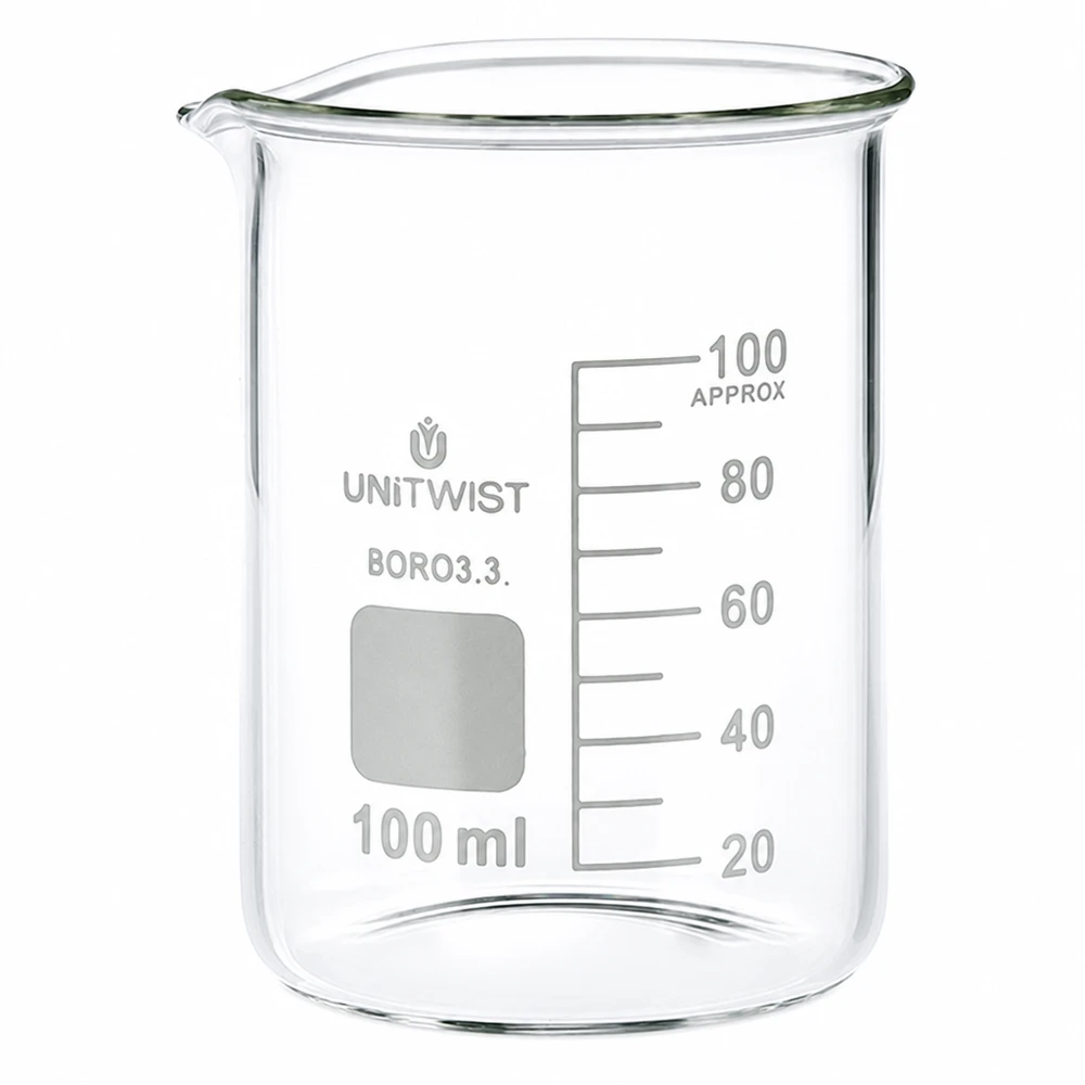 Becherglas 100ml Borosilikat 3.3 niedrige Form UNiTWIST für professionellen Laboreinsatz