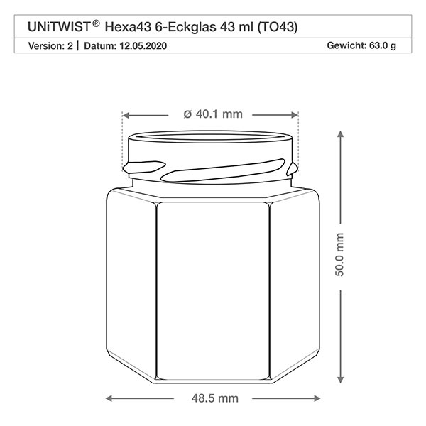 47ml Hexaglas ohne Deckel (TO43) UNiTWIST