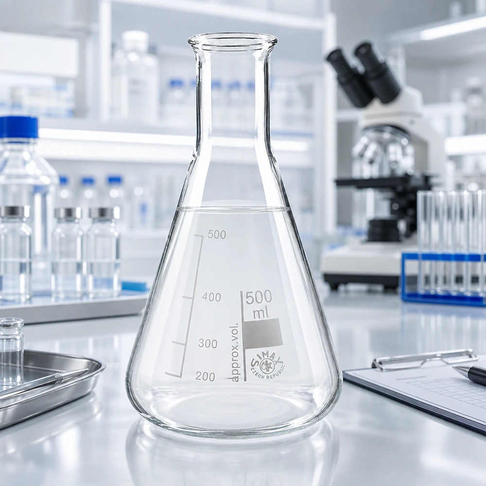 Erlenmeyerkolben 500ml Enghals Erlenmeyerkolben 500ml Enghals aus Borosilikatglas für professionelle Laboranwendungen bei Pacadura.de