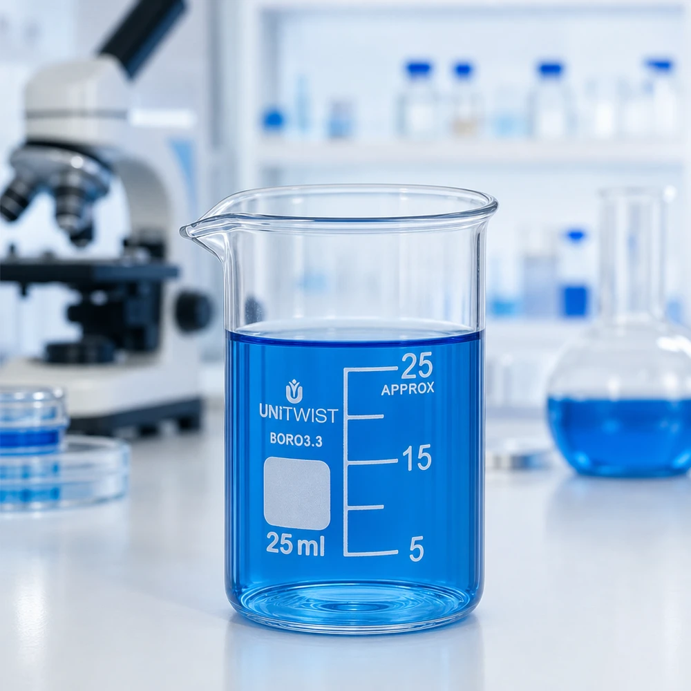 Becherglas 25ml Borosilikat, niedrige Form UNiTWIST Becherglas 25ml Borosilikat niedrige Form UNiTWIST für Labor und Gewerbe professionell
