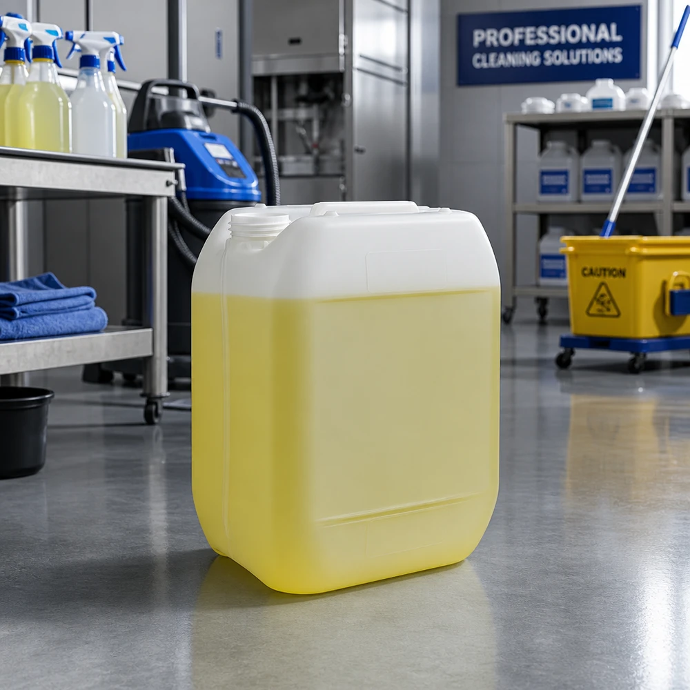 Kanister 10 Liter ohne Verschluss Leerer 10-Liter-Kunststoffkanister ohne Verschluss für professionelle Reinigungsmittel im Gewerbeeinsatz