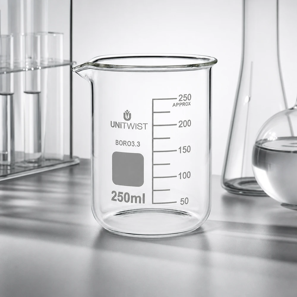Becherglas 250ml Borosilikat niedrige Form UNiTWIST für professionellen Laboreinsatz