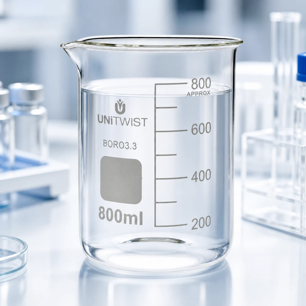 Becherglas 800ml Borosilikat niedrige Form UNiTWIST für professionellen Laboreinsatz im Fachhandel