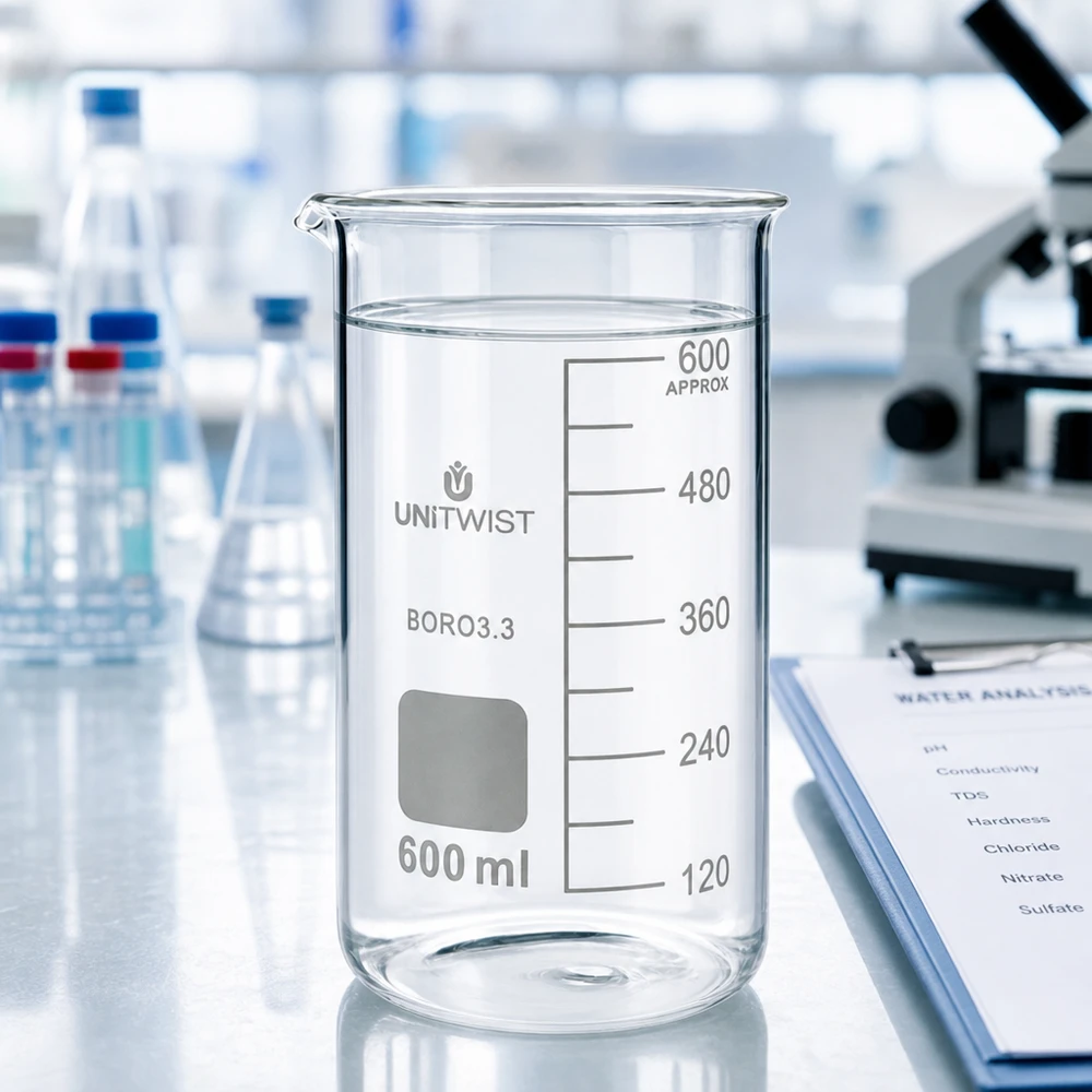 Becherglas 600ml Borosilikat hohe Form UNITWIST für Labor und Gewerbe graduiert hitzebeständig