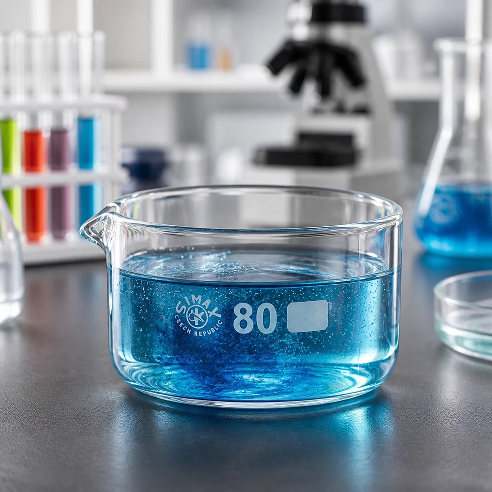 Simax Kristallisierschale 150ml Borosilikatglas ø80mm mit Ausguss für Labor und Gewerbe