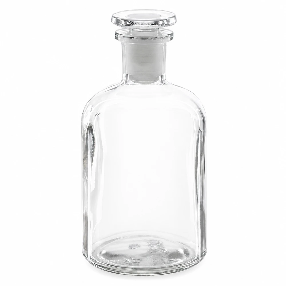 Rundschulterflasche 250ml klar Enghals Glasstopfen Rundschulterflasche 250ml klar Enghals mit Glasstopfen aus Borosilikatglas für Labor und Gewerbe