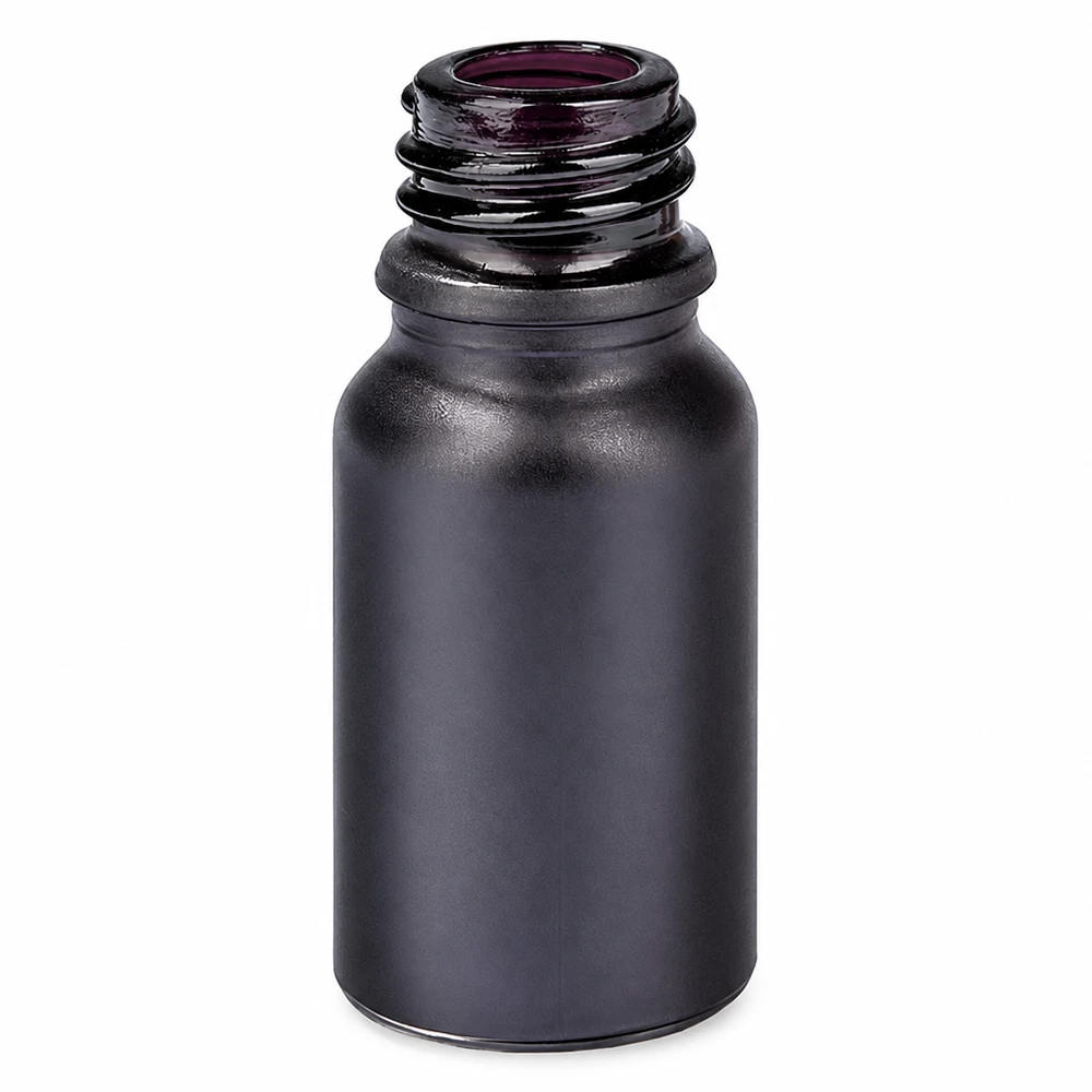 10ml Apothekerflasche BlackLine UT18/10 UNiTWIST 10ml Apothekerflasche schwarz matt Violettglas UT18/10 UNiTWIST Gewinde für professionelle Anwendung