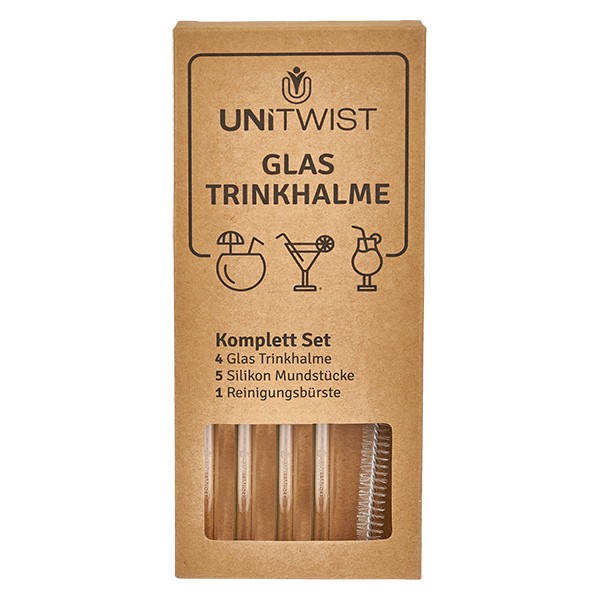 Glas Trinkhalm Set klar mit Softtips UNiTWIST