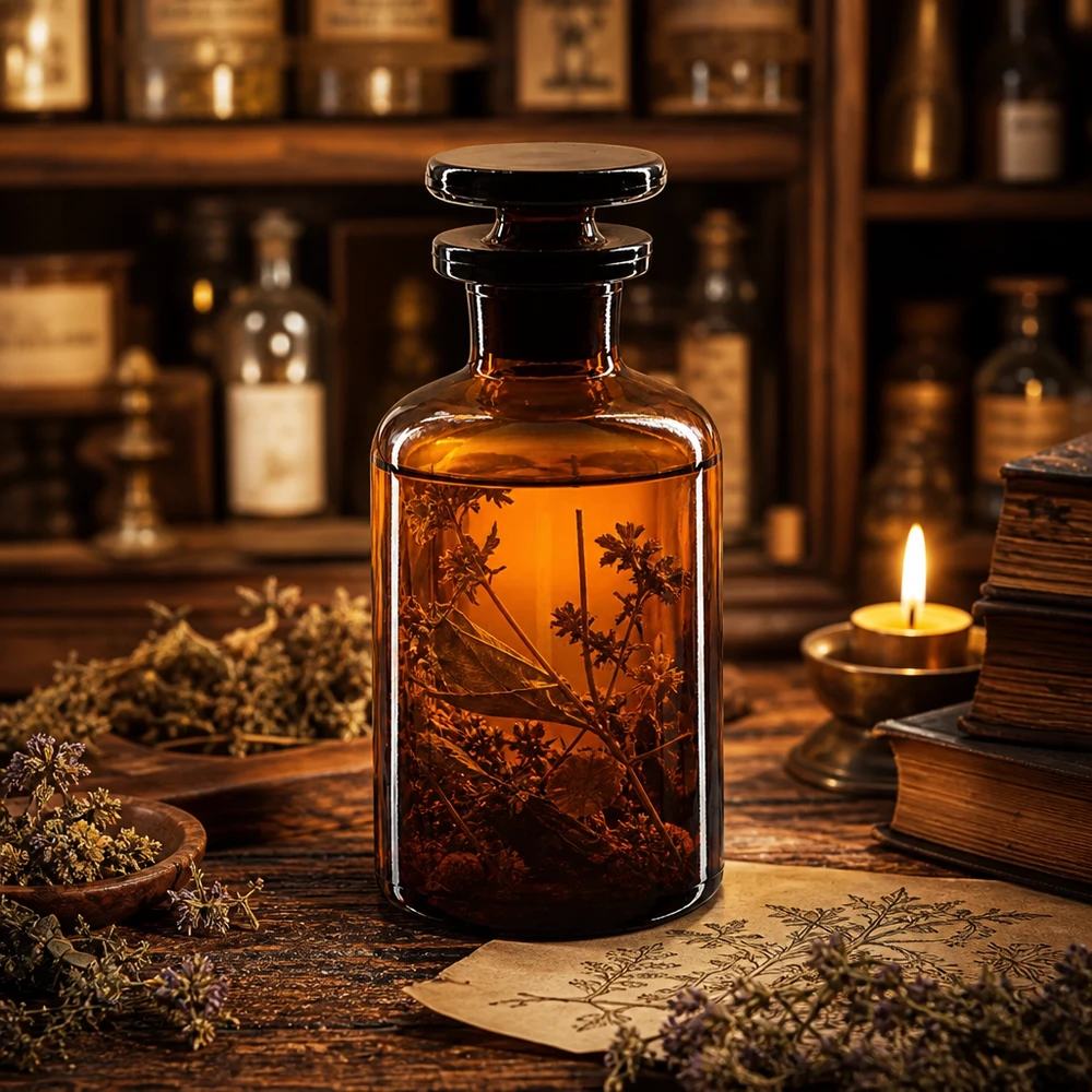 Braune Rundschulterflasche 50ml Enghals mit Glasstopfen für professionellen Laboreinsatz