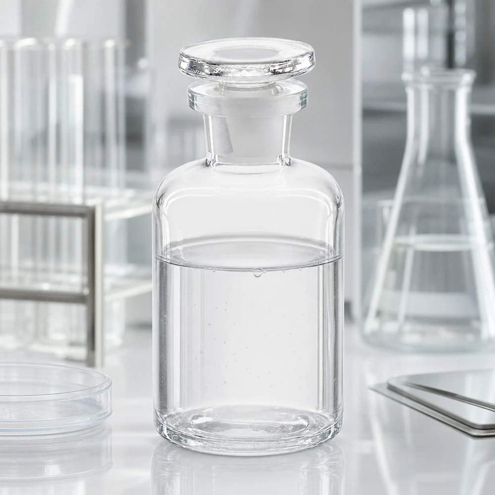 Rundschulterflasche 50ml klar Enghals mit Glasstopfen für Labor und Fachhandel bei Pacadura