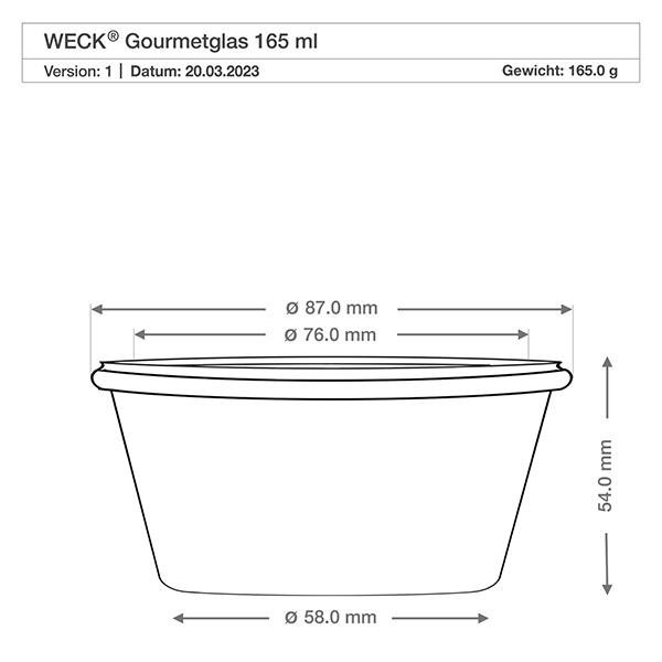 165ml Gourmetglas WECK RR80
