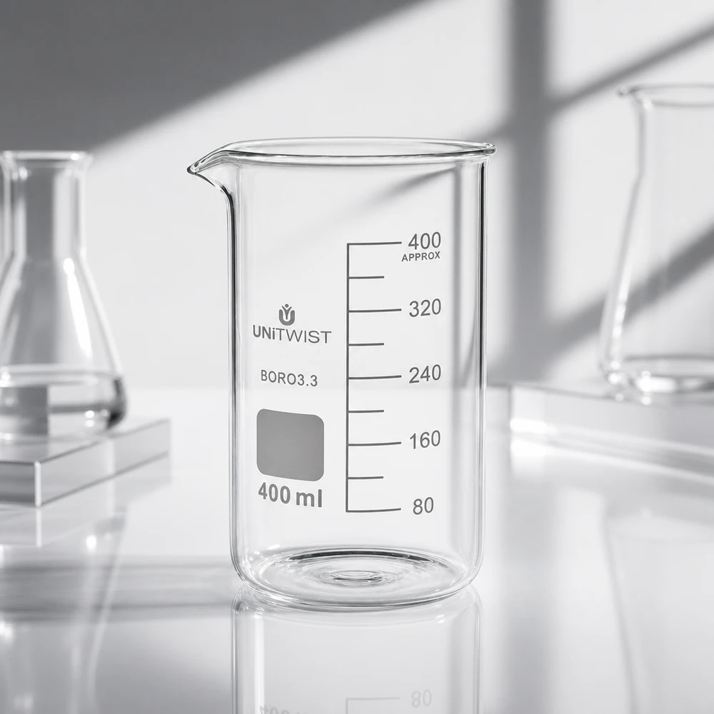 Becherglas 400ml Borosilikat hohe Form UNITWIST für professionellen Laboreinsatz im Fachhandel