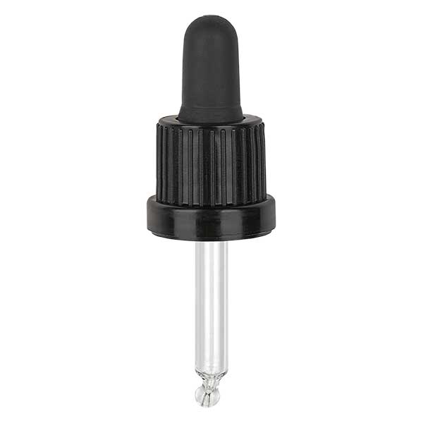 Glas-Tropfpipette, schwarz/schwarz PL44 Originalitätsverschluss III