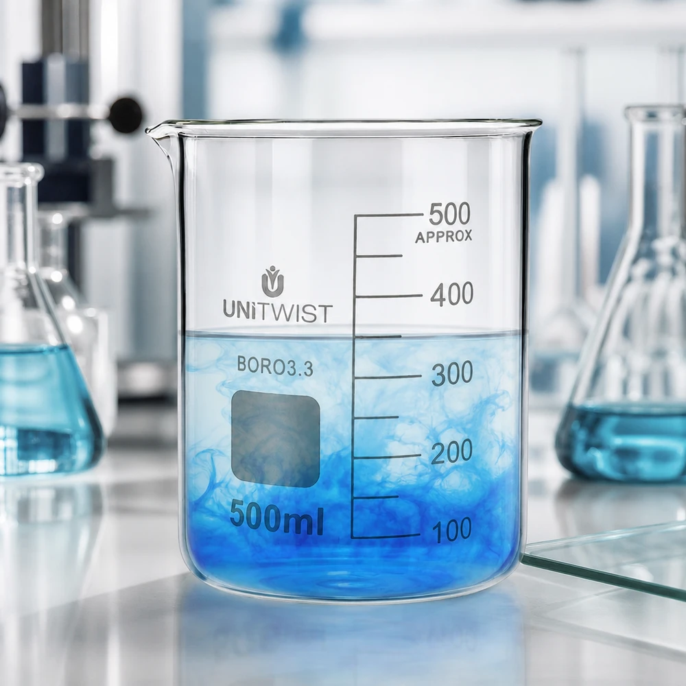 Becherglas 500ml Borosilikat niedrige Form UNiTWIST für professionellen Laboreinsatz