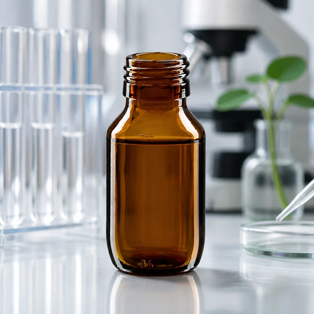 50ml Medizinflasche braun Apothekerglas PP28 Gewinde ohne Verschluss für professionelle Anwendung