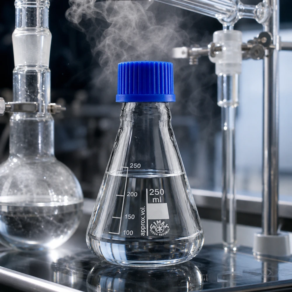 Erlenmeyerkolben 250ml Borosilikatglas mit blauer Schraubkappe für Labortechnik und chemische Analyse