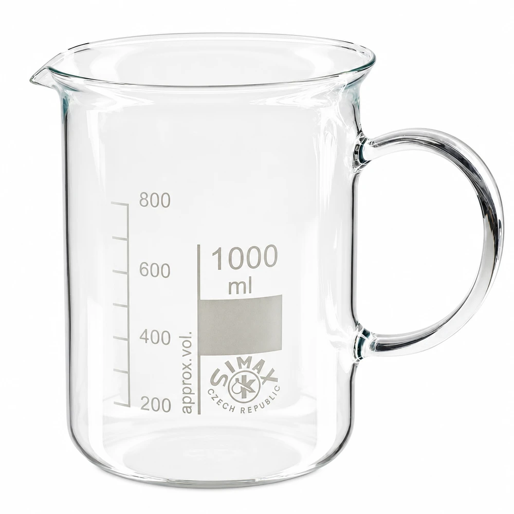 Becherglas 1000 ml Borosilikatglas mit Henkel von Simax für professionellen Laboreinsatz