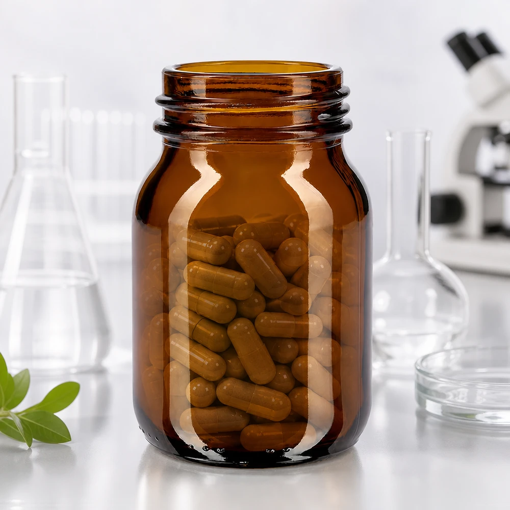 75ml Braunglas Weithalsflasche DIN 40 für pharmazeutische Kapseln und professionelle Laboranwendungen
