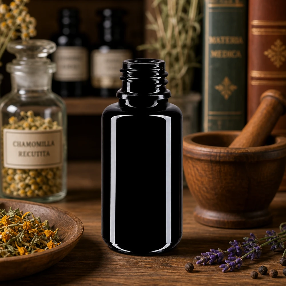 Violettglas Flasche 20ml DIN 18 (Mironglas) 20ml Tropfflasche Orion aus Violettglas Miron für professionelle Anwendung im Fachhandel bei Pacadura.de