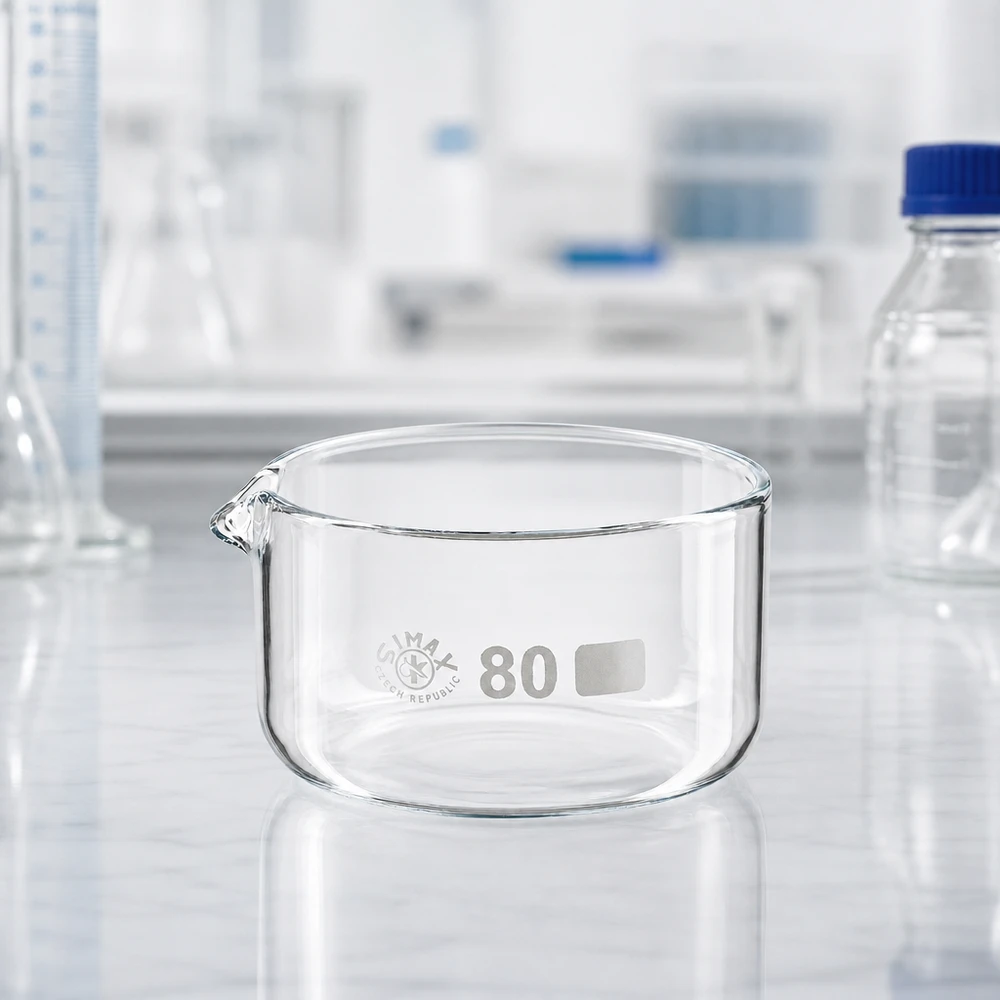 Kristallisierschale 150ml Borosilikatglas mit Ausguss Ø80mm für Labor und Gewerbe