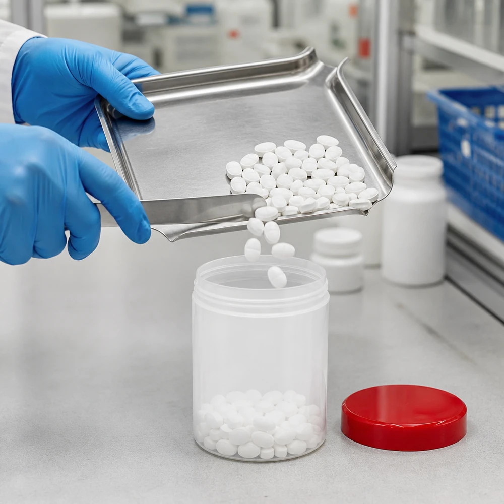 Salbenkruke 10g weiß mit rotem Schraubdeckel (Polypropylen) Salbenkruke 10g weiß PP-Kunststoff mit rotem Schraubdeckel für pharmazeutische Abfüllung