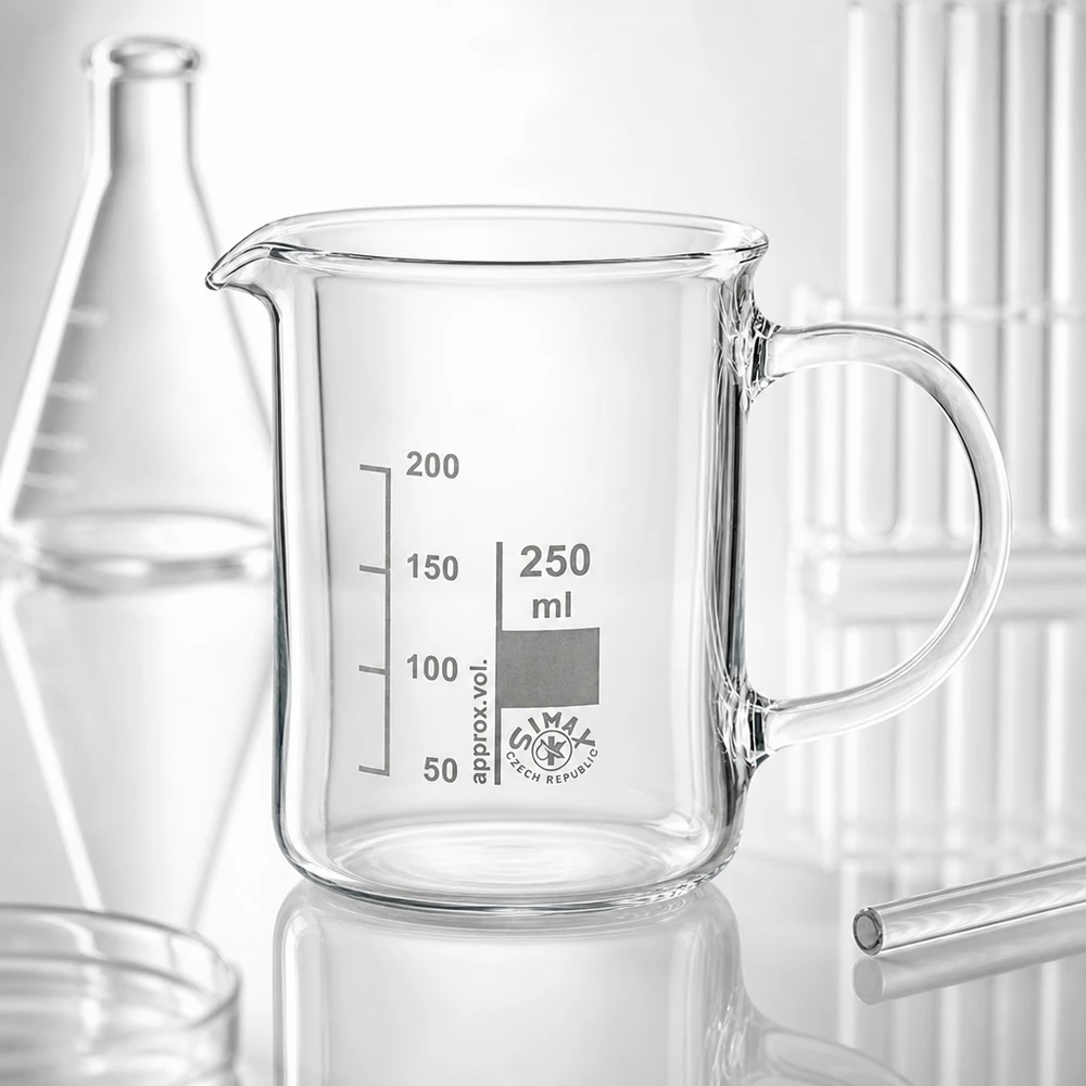Becherglas 250 ml Borosilikatglas mit Henkel Simax Laborglas für professionellen Einsatz im Gewerbe