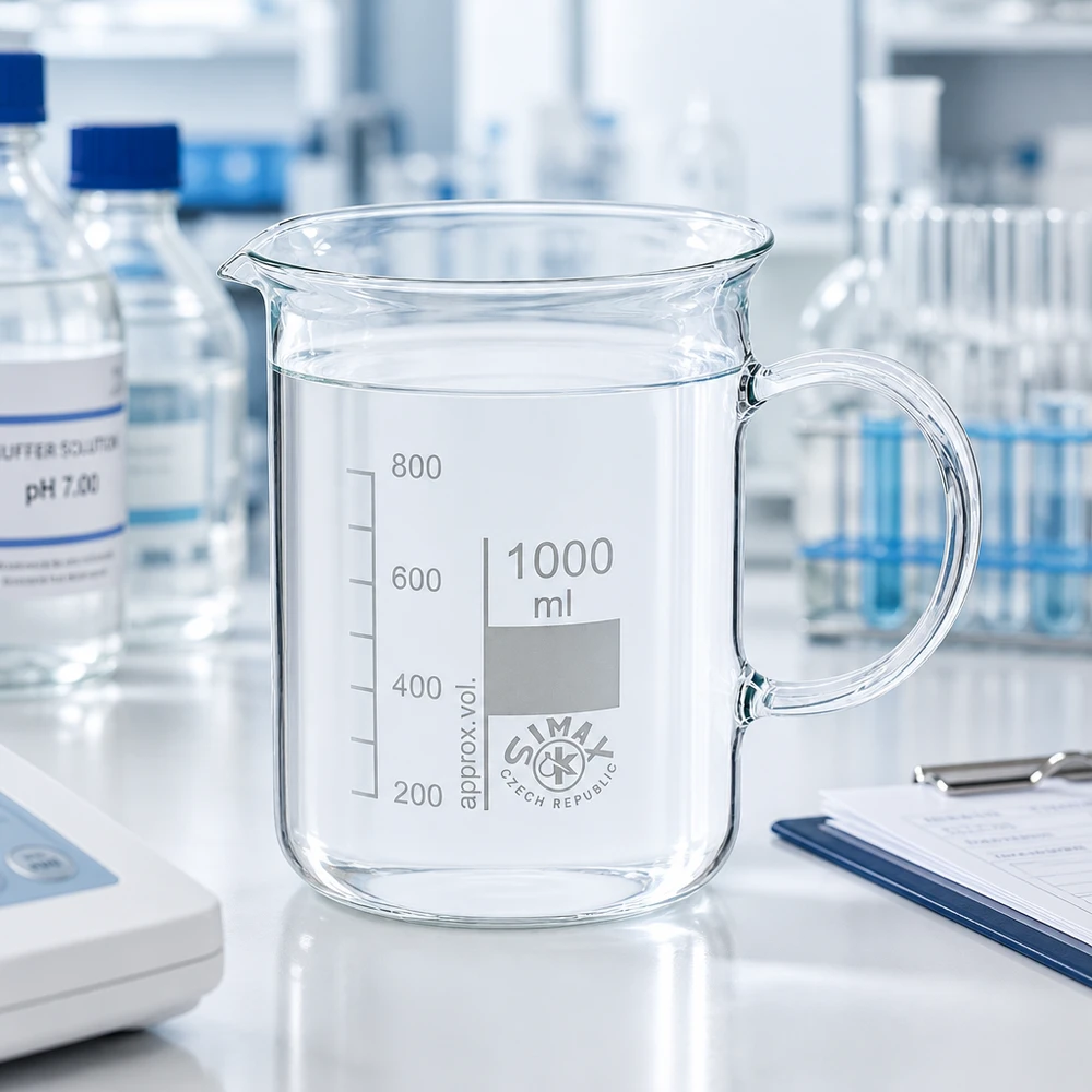 Becherglas 1000 ml Borosilikatglas mit Henkel für Labor und Gewerbe von Simax
