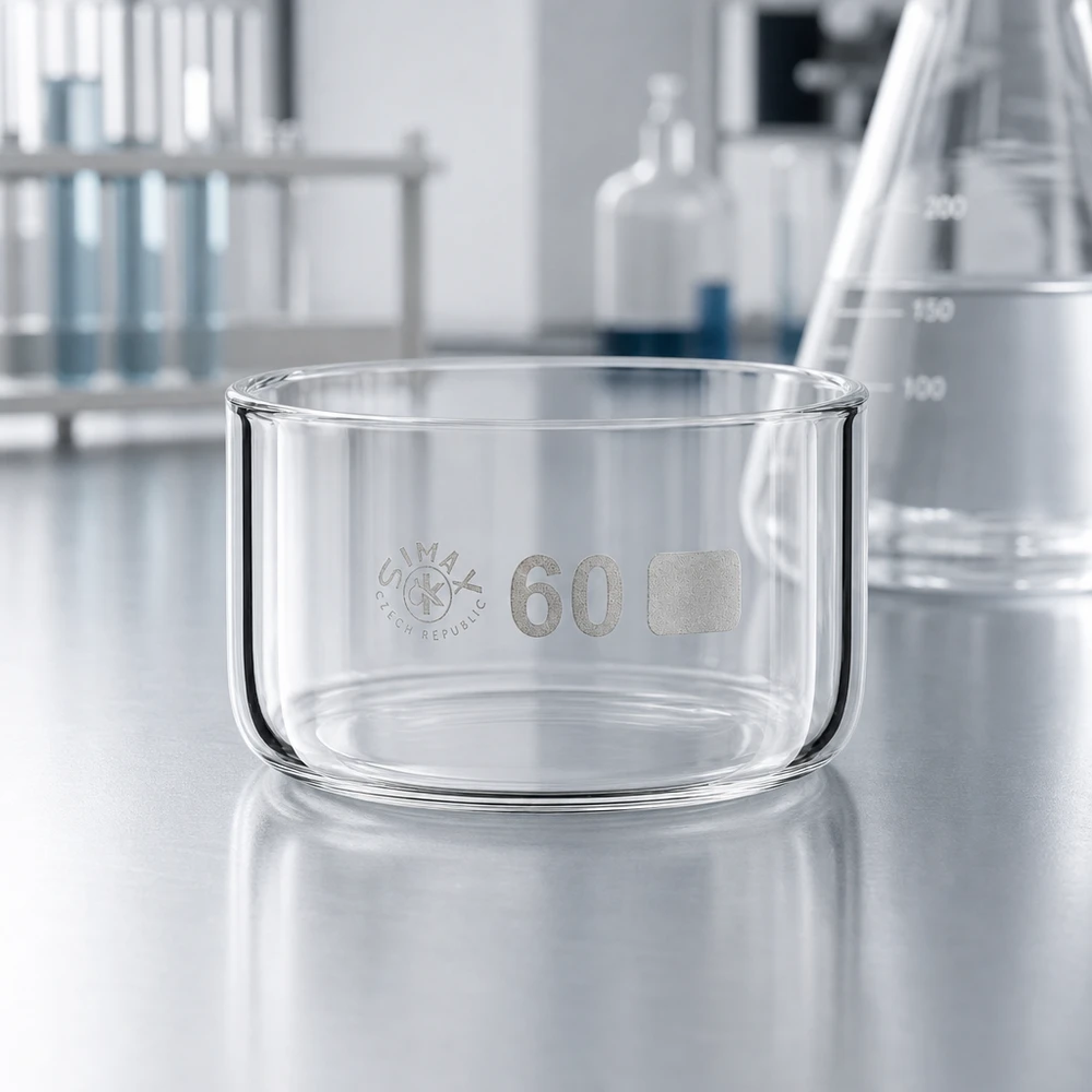 60ml Kristallisierschale ohne Ausguss Borosilikat ø60mm Kristallisierschale 60ml ohne Ausguss Borosilikatglas Ø60mm Simax Labor Eindampfschale