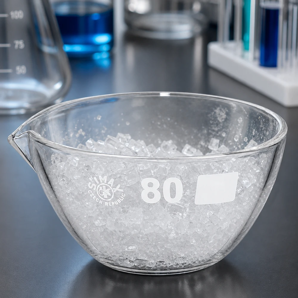 90ml Abdampfschale Borosilikat mit Ausguss ø80mm für Labor und Industrie - professionelle Glaswaren bei Pacadura