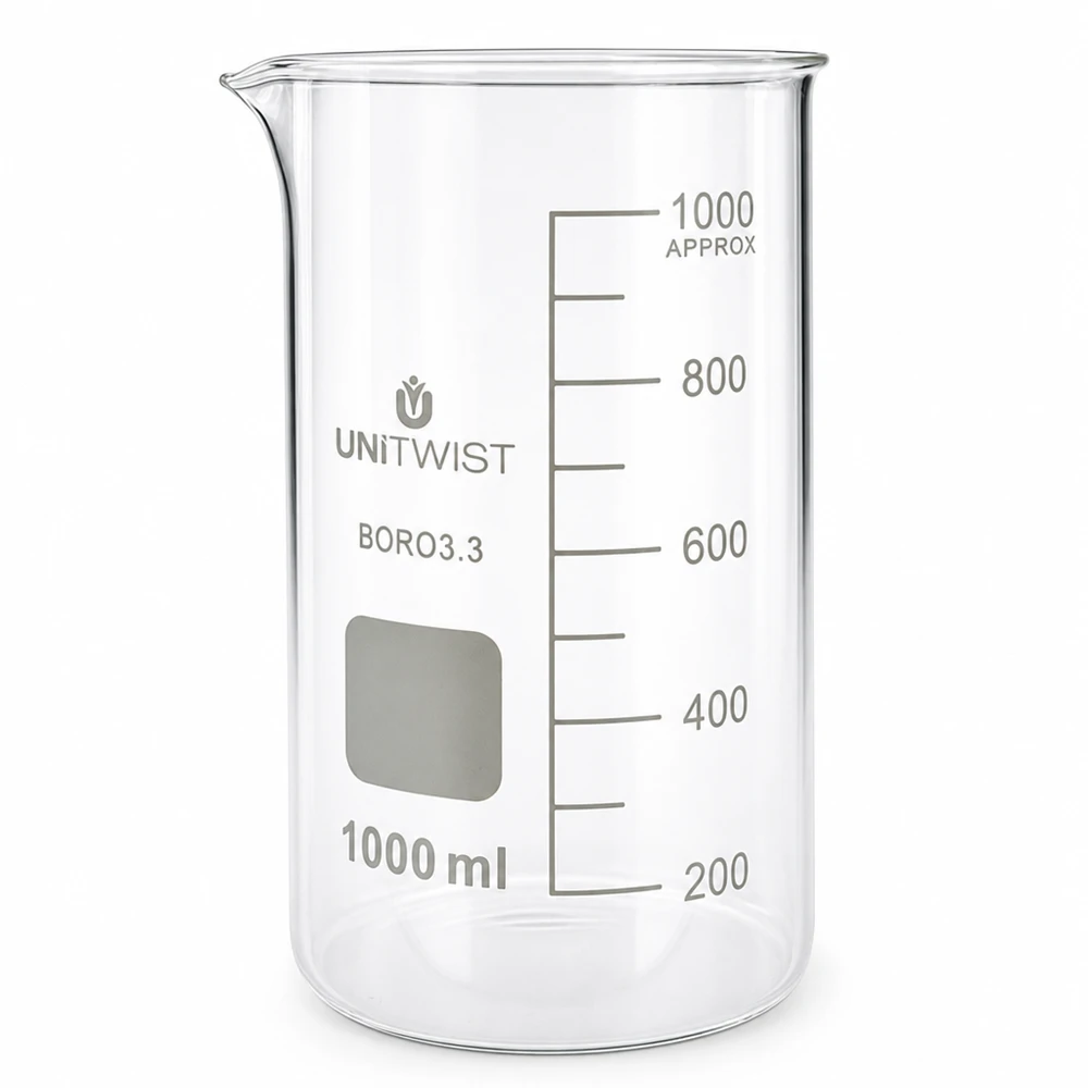 Becherglas 1000ml Borosilikat, hohe Form UNiTWIST Becherglas 1000ml Borosilikat hohe Form UNITWIST BORO3.3 für professionellen Laboreinsatz