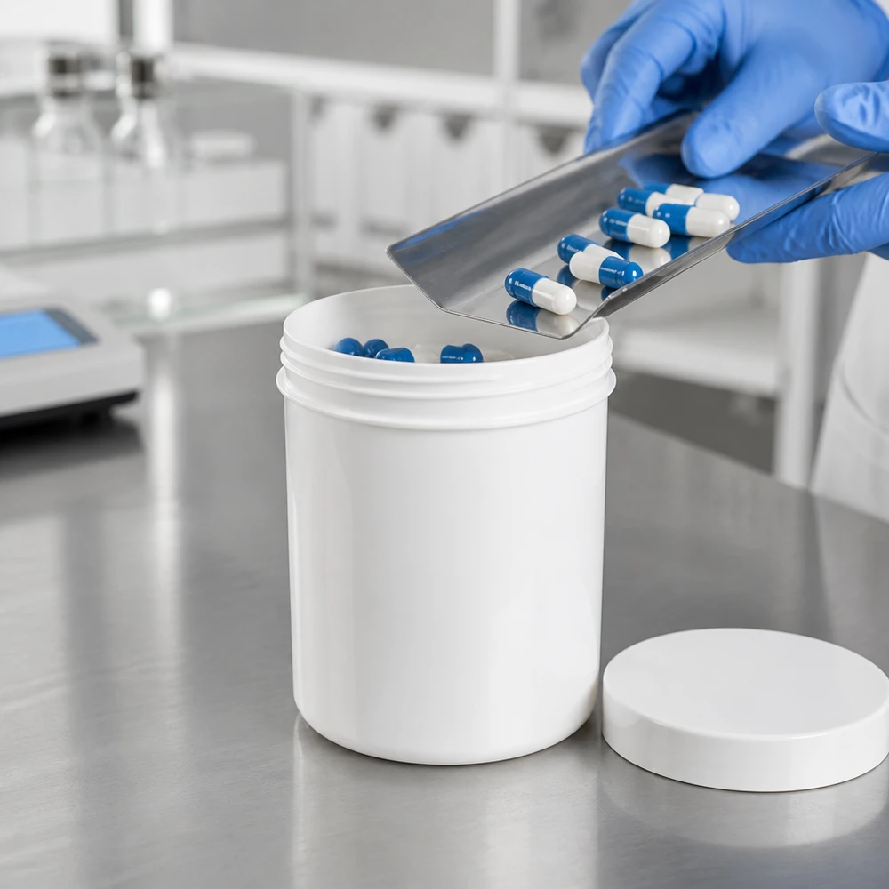 Salbenkruke 10g aus weißem PP-Kunststoff mit Schraubdeckel für professionellen pharmazeutischen Einsatz