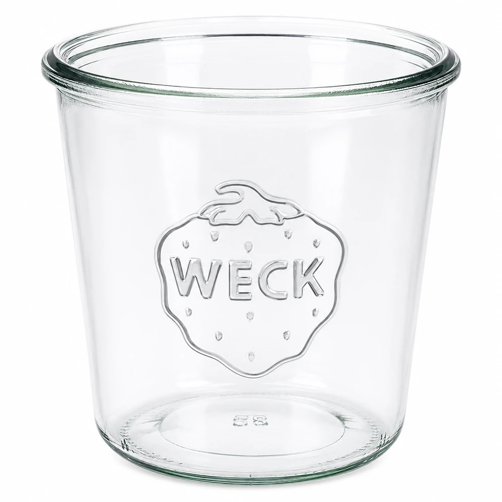 WECK Sturzglas 580ml RR100 aus klarem Glas mit geprägtem Logo für Einmachen und Konservieren