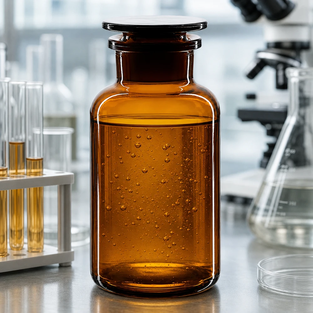 Rundschulterflasche 500ml Braunglas Weithals mit Glasstopfen für Labor und Fachhandel Pacadura